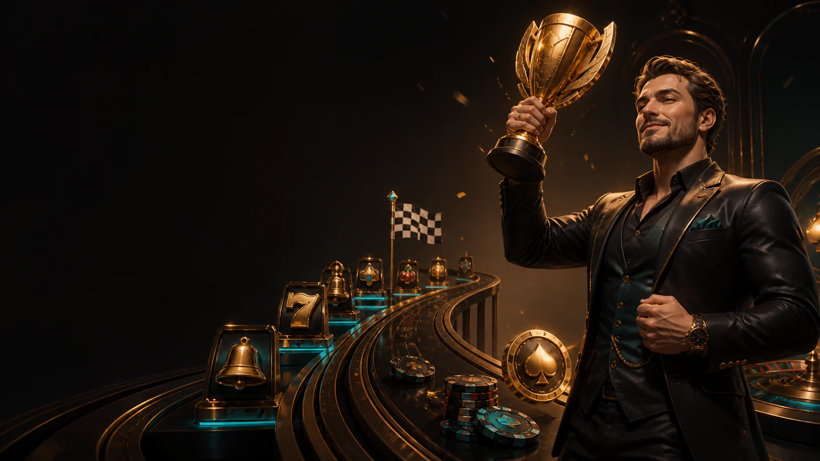 Casino tournament race and leaderboard trophy